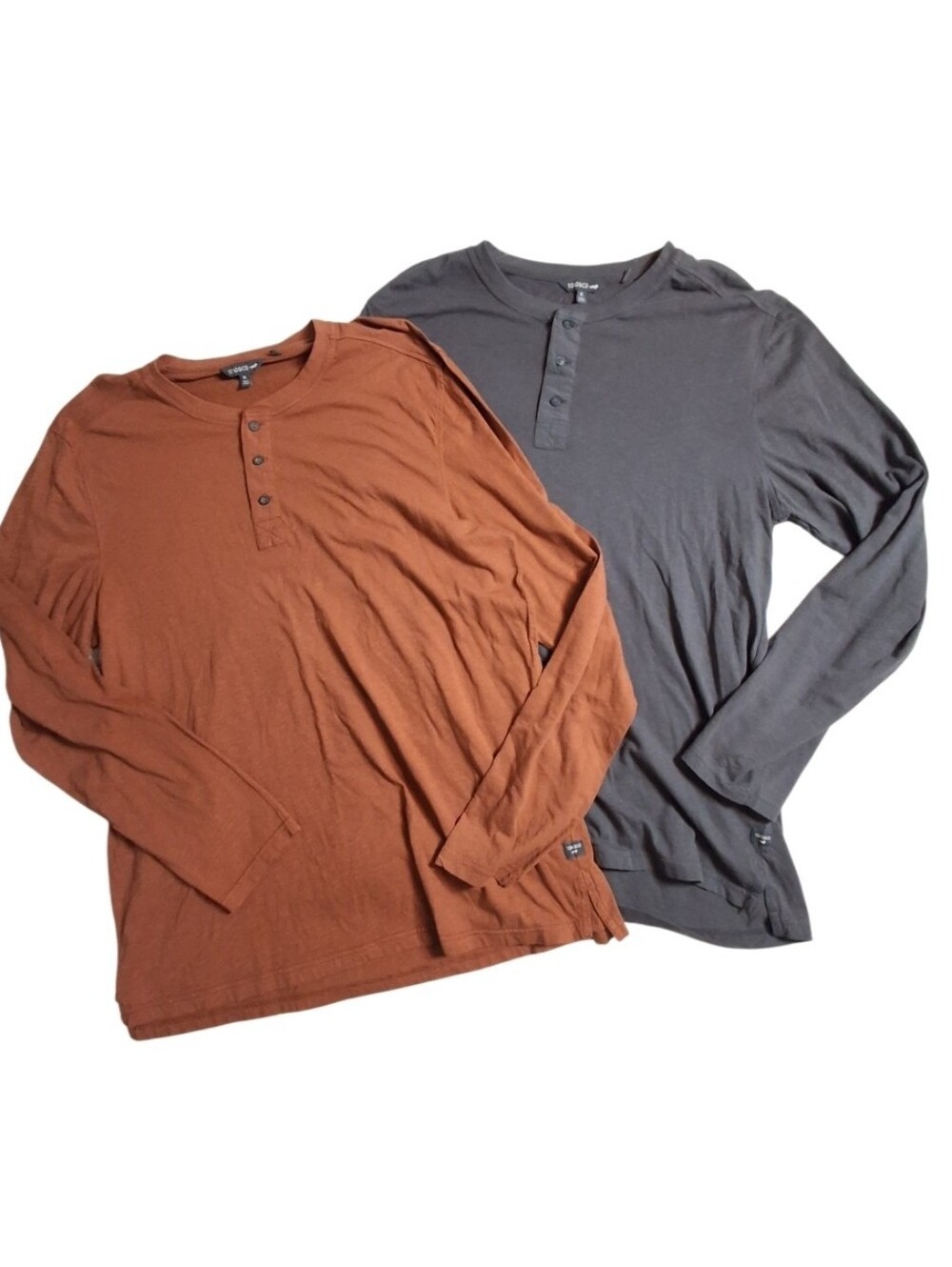 Toad & Co Primo Henley Men Size XL Long Sleeve Orange Gray Lot of 2 Fall